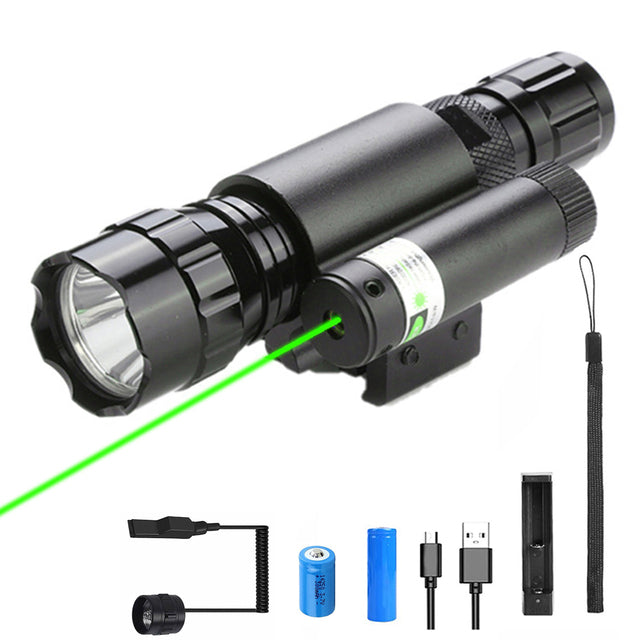 Red and Green Laser Sight for 11/20mm Rail Green and flashlight - Tophatter Daily Deals