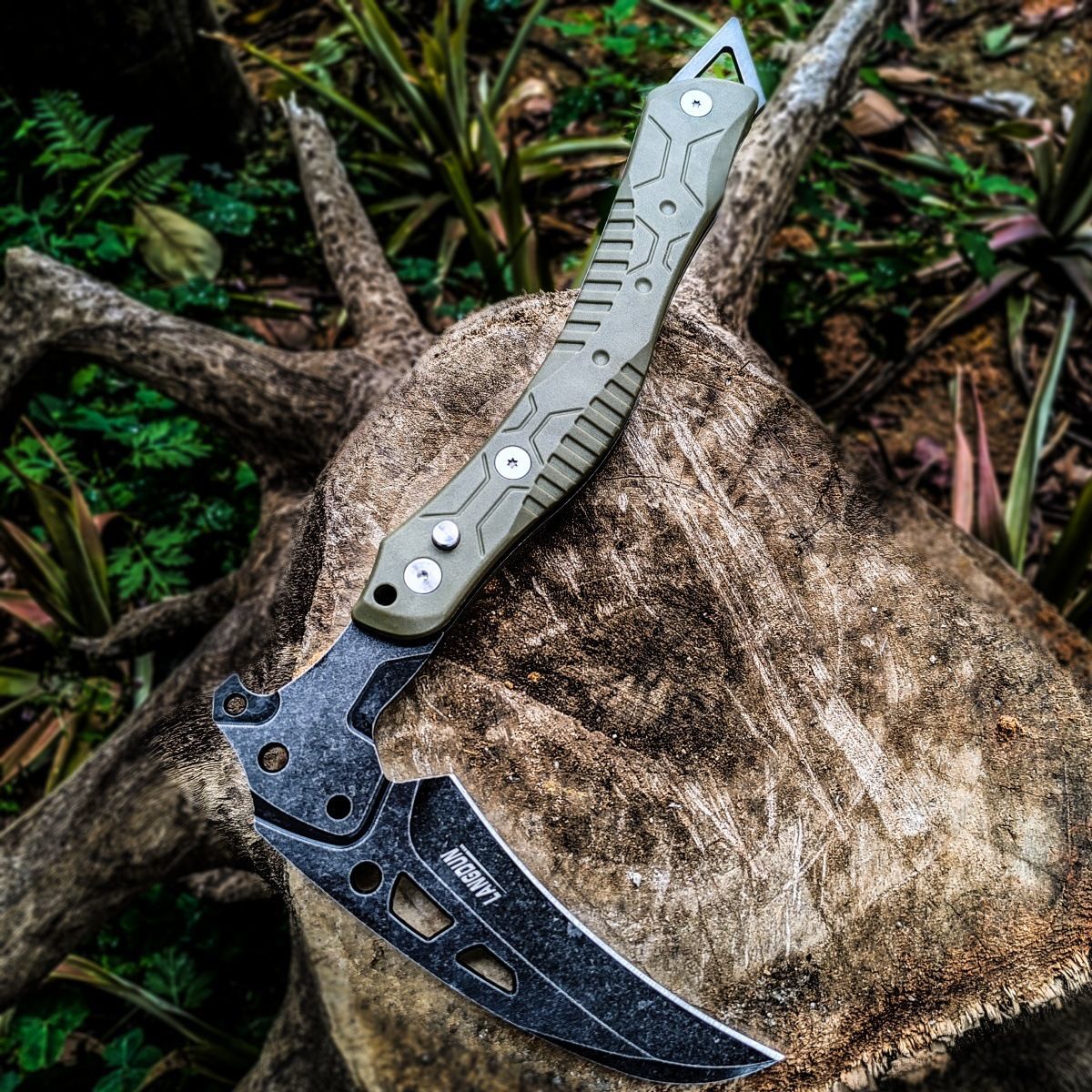 Tactical Folding Survival Axe Army green - Tophatter Daily Deals