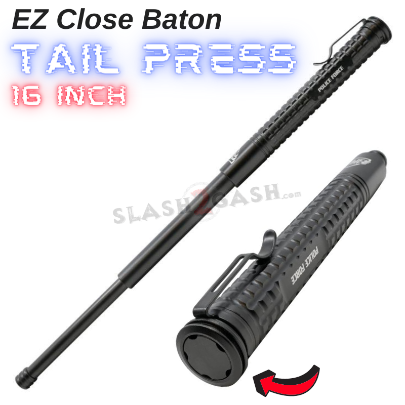 EZ Close Push Button Expandable Steel Baton Tail Press - 16" 16" SD-Baton - Tophatter Daily Deals