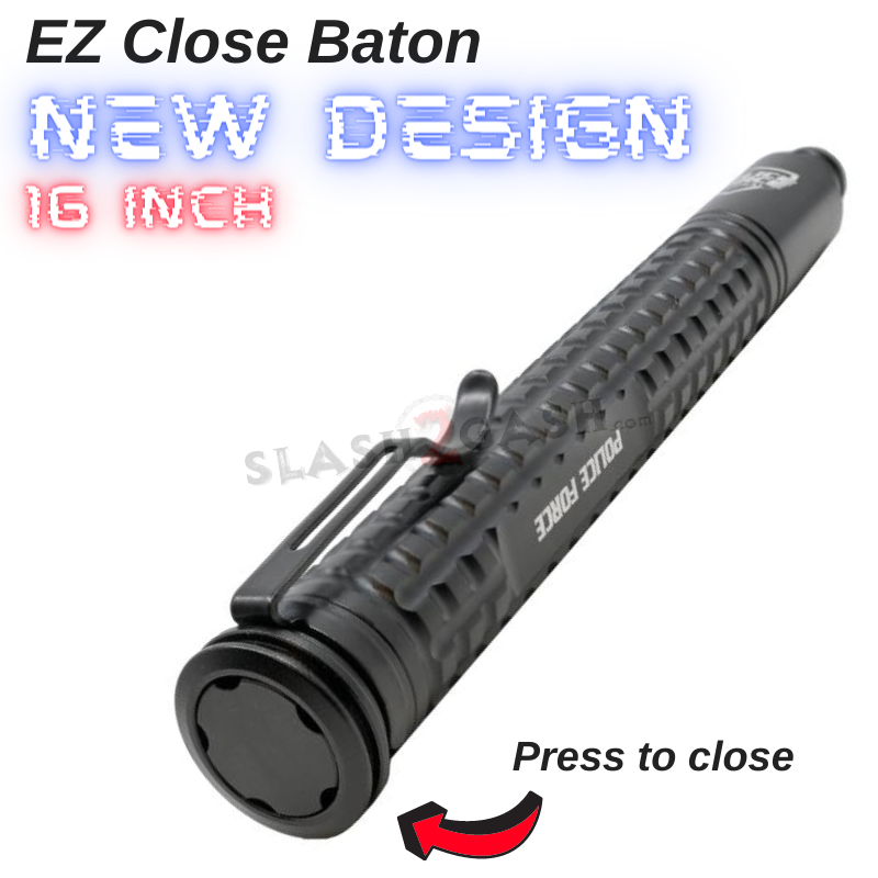 EZ Close Push Button Expandable Steel Baton Tail Press - 16" SD-Baton - Tophatter Daily Deals