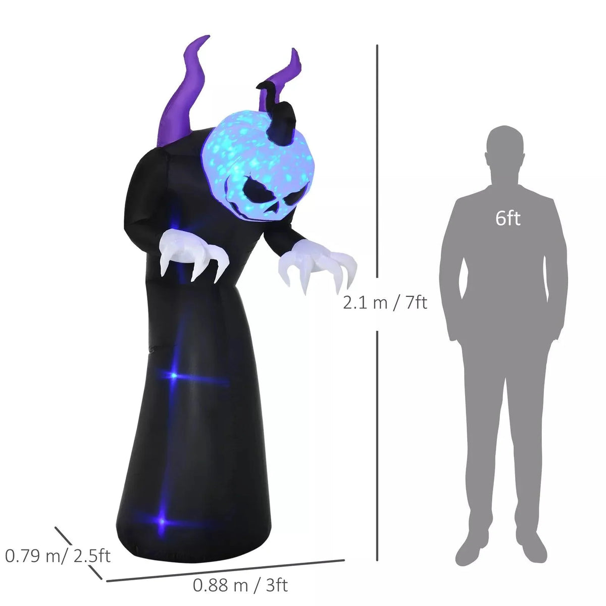 Inflatable Pumpkin Man - 2.1m Inflatable Pumpkin Ghost Head Monster Vampire 6 LED Halloween Blow Up Yard Holiday Decoration Festive & Franchise - Tophatter Daily Deals