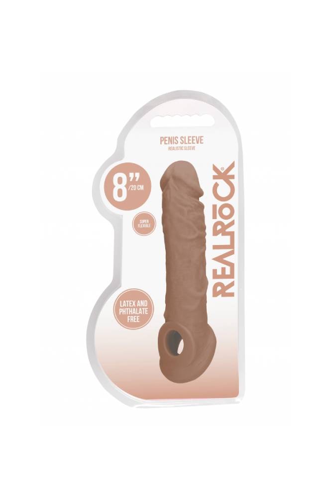 Shots Toys - RealRock - 8" Penis Sleeve with Ball Strap - Tan Sex Toy - Tophatter Daily Deals