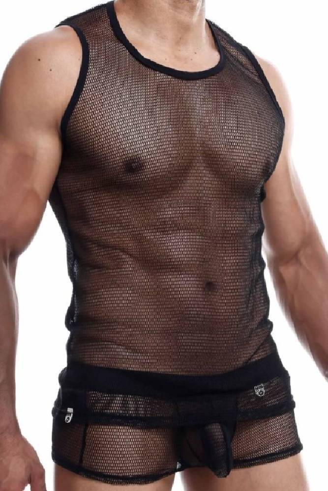 Male Basics - Fishnet Tank Top - Black - MBL61 - Tophatter Daily Deals