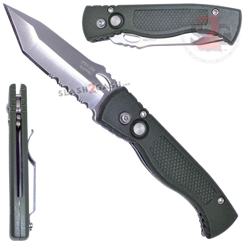 Tanto Warrior OD Green Automatic Knife Premium Switchblade - TAIWAN Knife-Auto - Tophatter Daily Deals