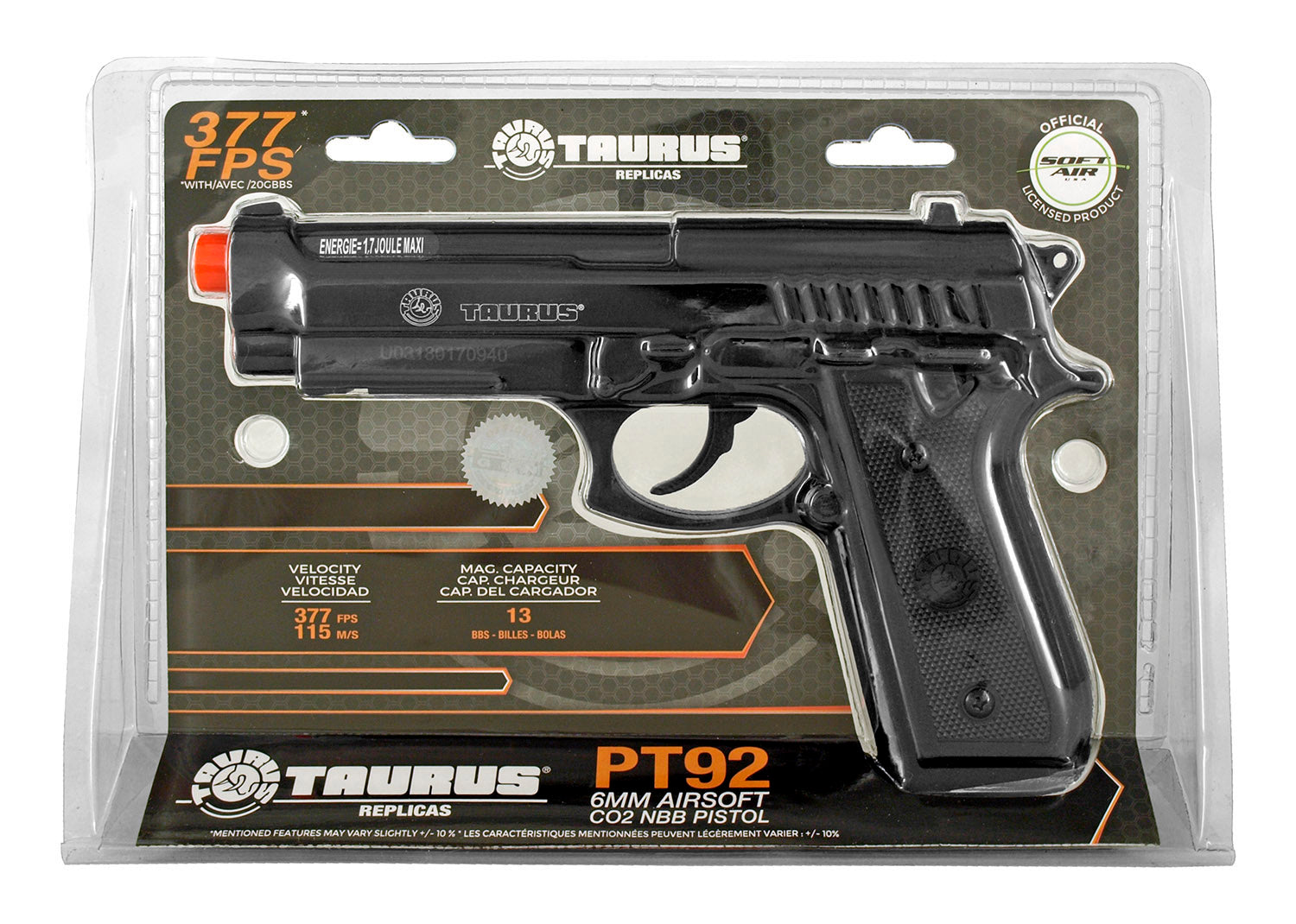 377 FPS Airsoft Licensed TAURUS PT92 Baretta CO2 Semi-Automatic Pistol Airsoft-Gas/C02pistol - Tophatter Daily Deals