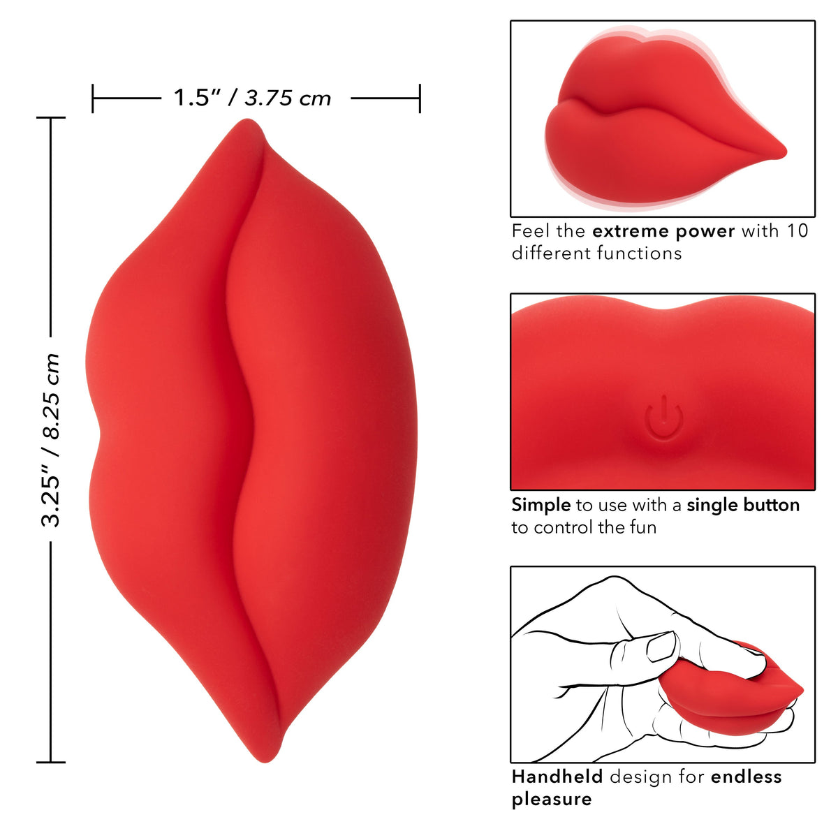 Naughty Bits MUAH Mini Red Lip-Shaped Silicone Vibrator 3.25 Inches Waterproof > Vibrators > Standard Vibrators - Tophatter Daily Deals
