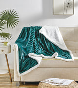 Corduroy Sherpa Reversible Throw Blanket, 50 × 60 in TEAL Bedding - Tophatter Daily Deals