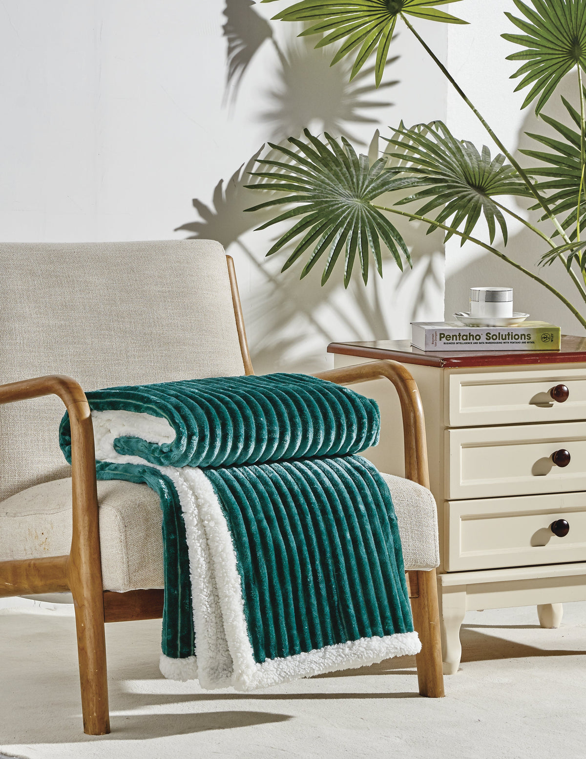 Corduroy Sherpa Reversible Throw Blanket, 50 × 60 in Bedding - Tophatter Daily Deals