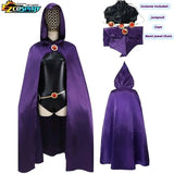 Teen Titans Raven Cosplay Costume Deluxe Jumpsuit Cloak Belt Suit Halloween Uniform for Women XS-3XL - Tophatter Daily Deals