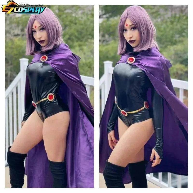 Teen Titans Raven Cosplay Costume Deluxe Jumpsuit Cloak Belt Suit Halloween Uniform for Women XS-3XL - Tophatter Daily Deals