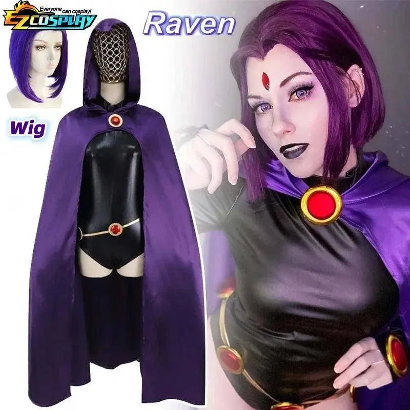Teen Titans Raven Cosplay Costume Deluxe Jumpsuit Cloak Belt Suit Halloween Uniform for Women XS-3XL - Tophatter Daily Deals