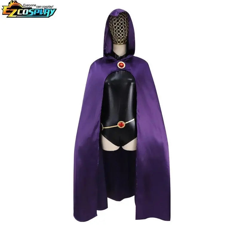 Teen Titans Raven Cosplay Costume Deluxe Jumpsuit Cloak Belt Suit Halloween Uniform for Women XS-3XL - Tophatter Daily Deals