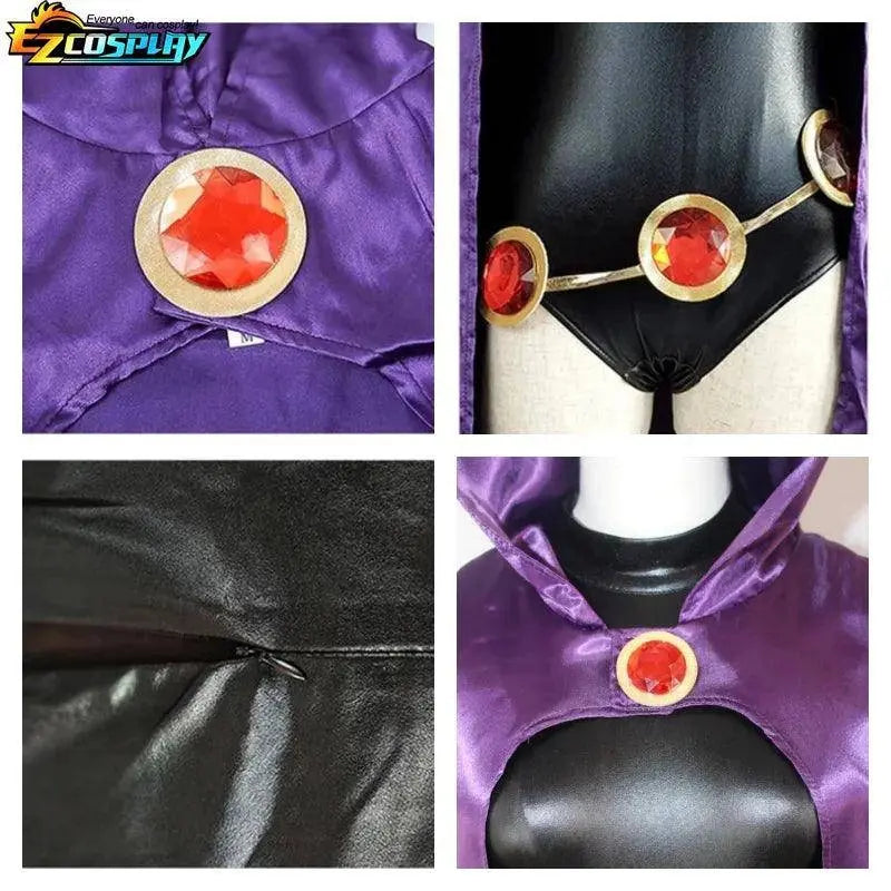 Teen Titans Raven Cosplay Costume Deluxe Jumpsuit Cloak Belt Suit Halloween Uniform for Women XS-3XL - Tophatter Daily Deals