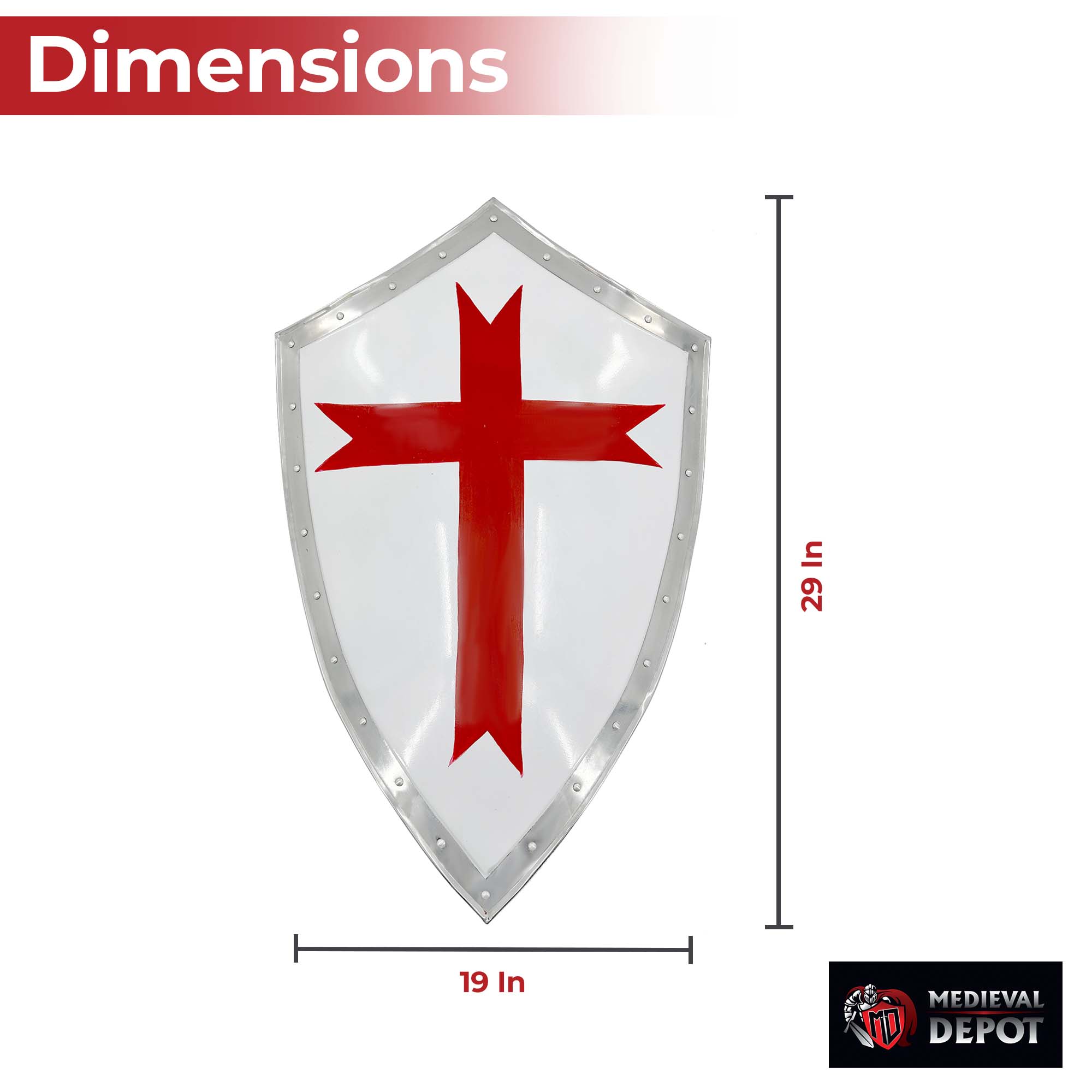 Templar Knights Heater Shield with Cross Shields - Tophatter Daily Deals