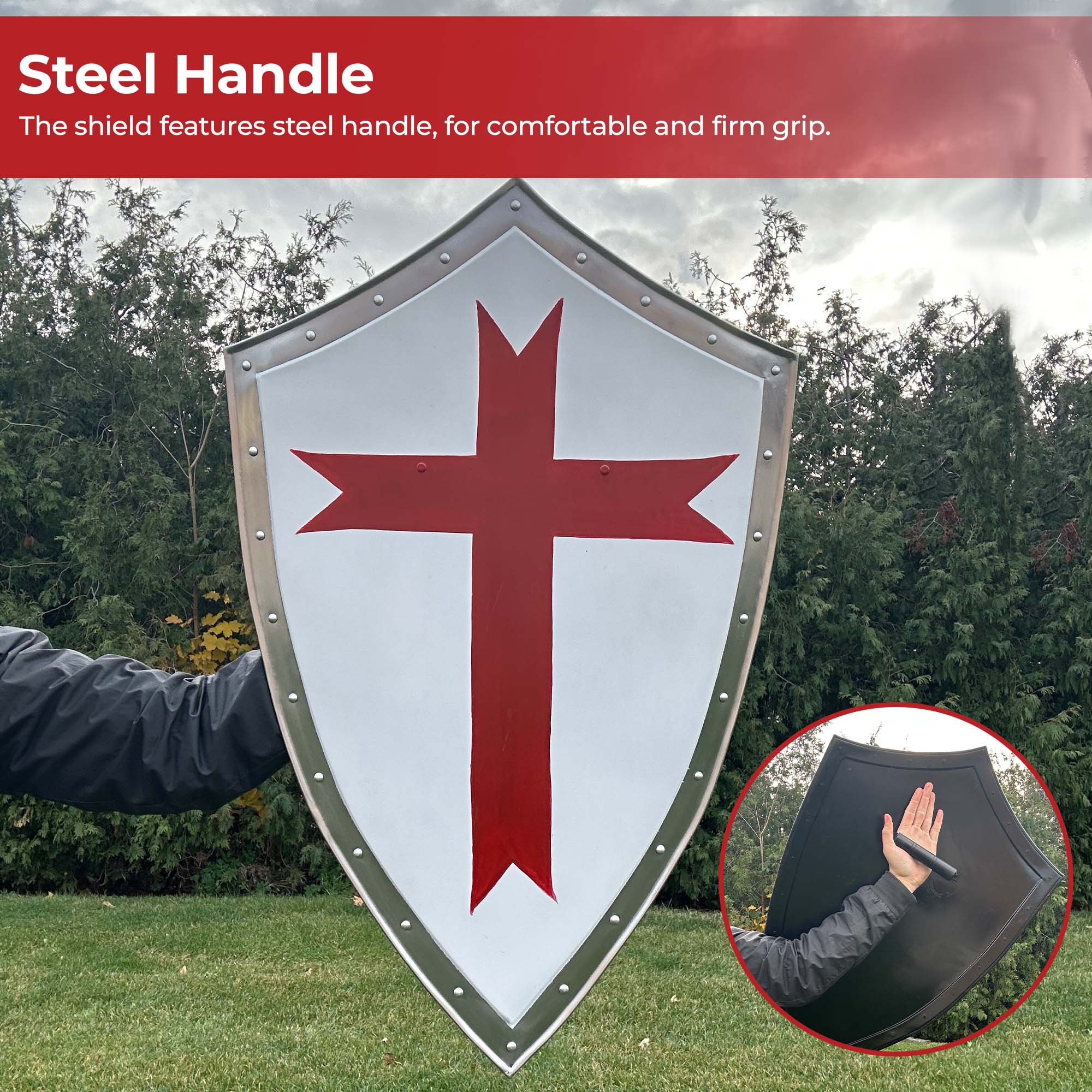 Templar Knights Heater Shield with Cross Shields - Tophatter Daily Deals