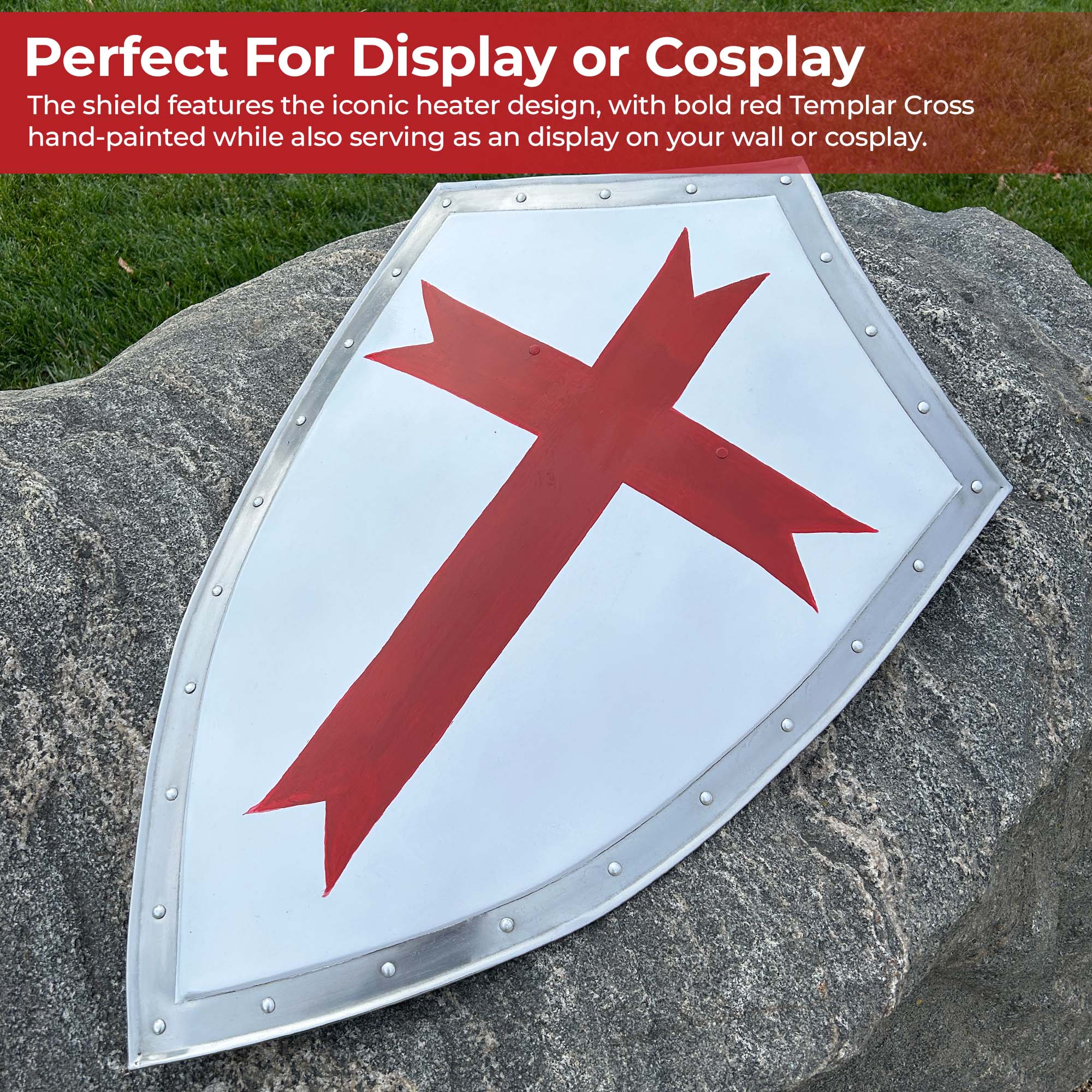 Templar Knights Heater Shield with Cross Shields - Tophatter Daily Deals