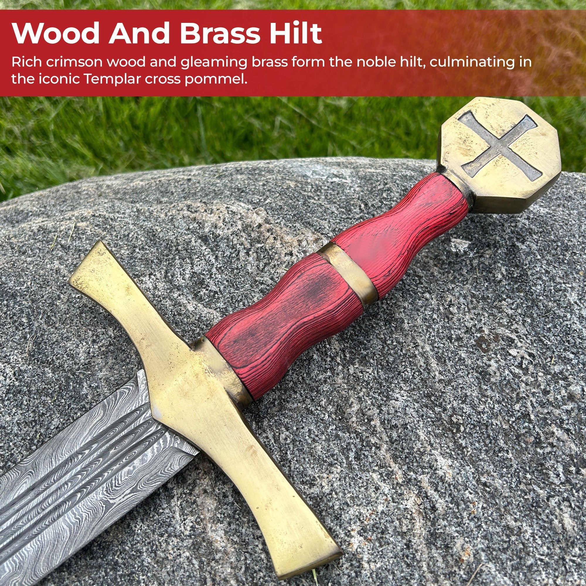 Templar Legacy Damascus Sword Forged in Honor Sword - Tophatter Daily Deals