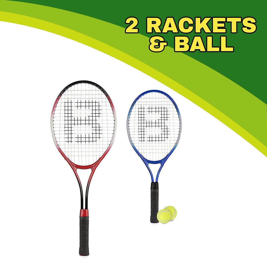Tennis Racket and Balls - Aluminium Tennis Racket Set (2 Rackets & Ball) Suitable For All Ages Sports & Outdoor - Tophatter Daily Deals