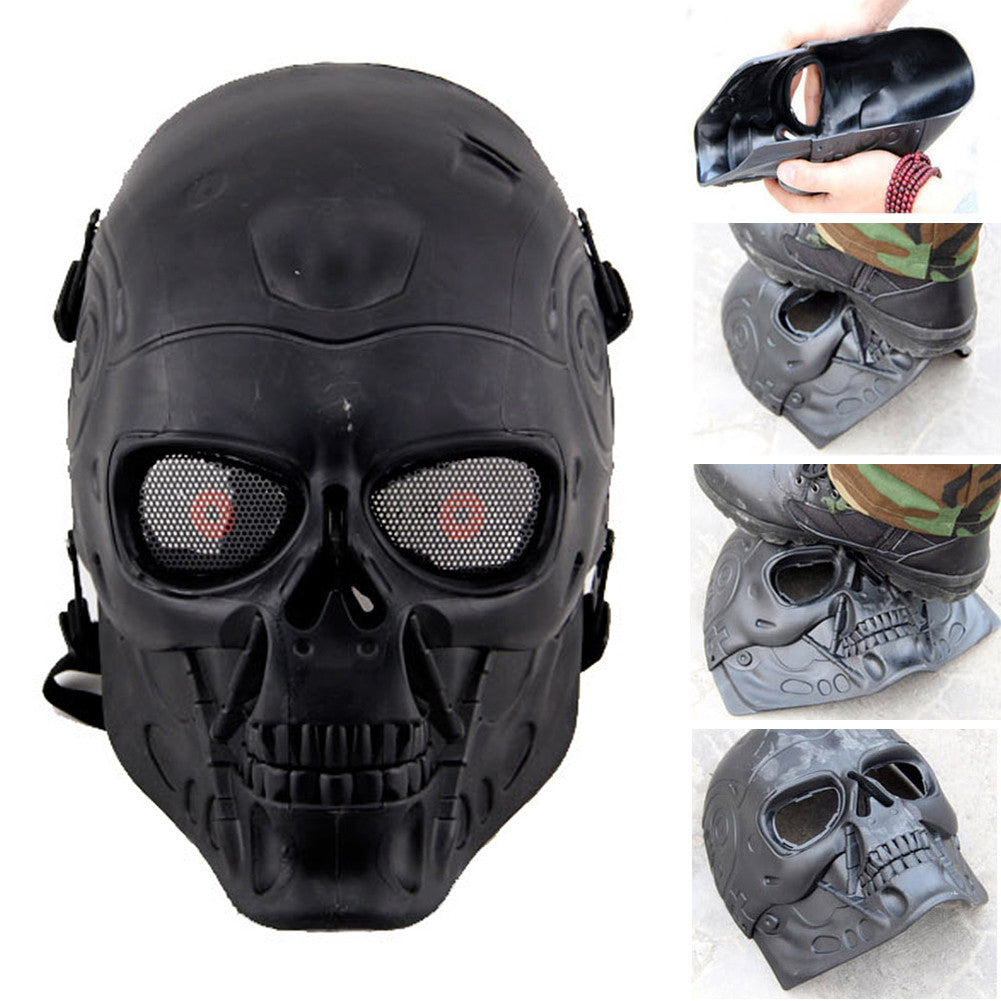 Terminator Tactical Mask Airsoft Wargame Paintball Scary Full Face Skull Mask Face Mask - Tophatter Daily Deals