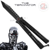 Terminator Butterfly Knife Black Tanto Sawback Balisong Knife-Balisong - Tophatter Daily Deals