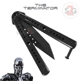 Terminator Butterfly Knife Black Tanto Sawback Balisong Knife-Balisong - Tophatter Daily Deals