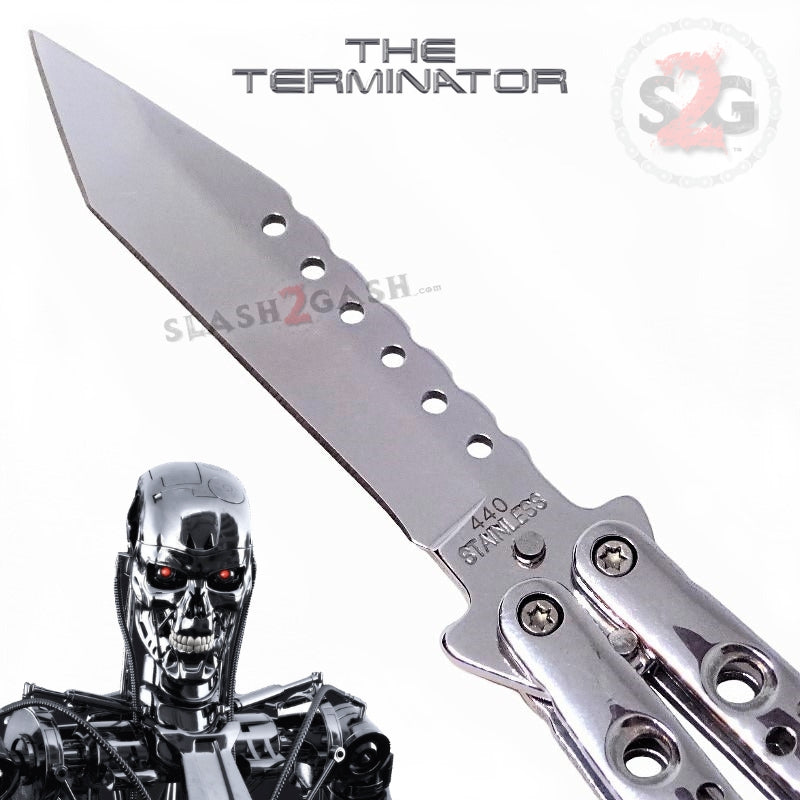 Terminator Butterfly Knife Chrome Mirror Finish Balisong SHINY Knife-Balisong - Tophatter Daily Deals