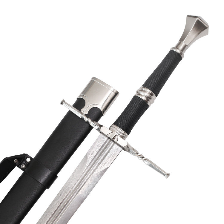 The Witcher - Deluxe Handforged Geralt's Steel Sword (Damascus, Mace Pommel) Sword - Tophatter Daily Deals