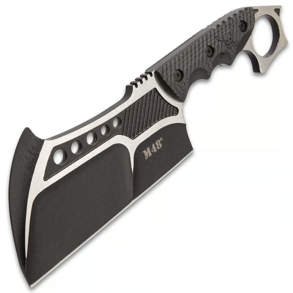 M48 Conflict Cleaver With Vortec Sheath - 2Cr13 Cast Stainless Steel Blade, Injection Molded Nylon Handle, Open Ring Pommel - Length 11 1/4” - Tophatter Daily Deals