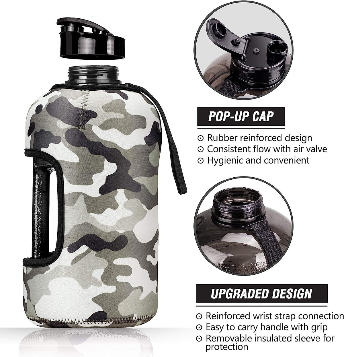 Water Bottle Sleeve - Big Sports Water Bottle 2.2 L With Insulated Sleeve Built-In Sports & Outdoor - Tophatter Daily Deals