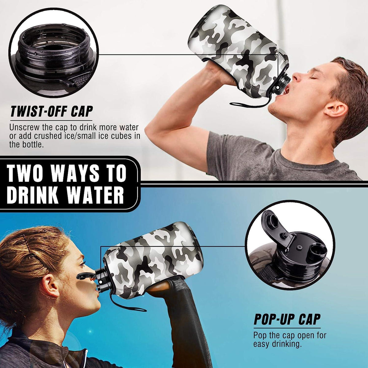 Water Bottle Sleeve - Big Sports Water Bottle 2.2 L With Insulated Sleeve Built-In Sports & Outdoor - Tophatter Daily Deals