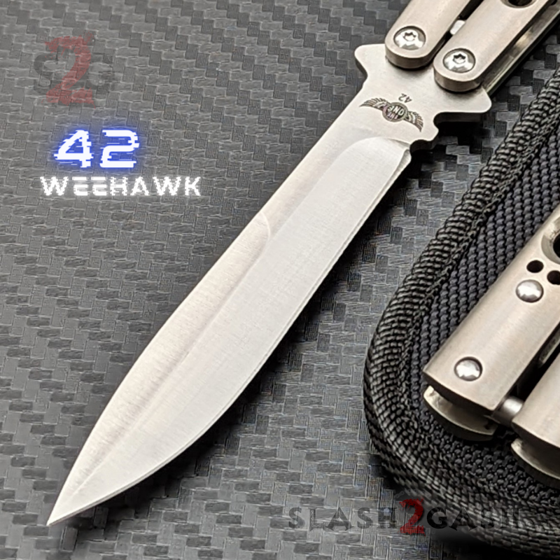 TheONE Butterfly Knife w/ Bushings TITANIUM Balisong - 4X series (clone) 42 Weehawk Satin (sharp) Knife-Balisong - Tophatter Daily Deals