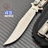 TheONE Butterfly Knife w/ Bushings TITANIUM Balisong - 4X series (clone) 43 Bowie Satin (sharp) Knife-Balisong - Tophatter Daily Deals