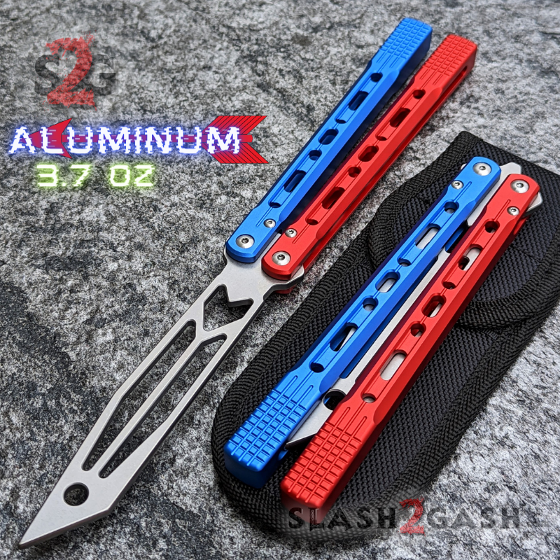TheONE Channel Balisong ARROW Butterfly Knife w/ Zen Pins - ORIGINAL Multi (Red Blue) - TRAINER Knife-Balisong - Tophatter Daily Deals