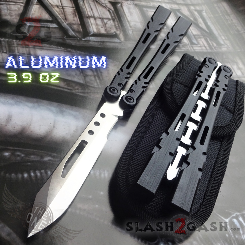 TheONE Channel Balisong ALIEN Butterfly Knife w/ Zen Pins - INKED Black - SHARP (inked) Knife-Balisong - Tophatter Daily Deals