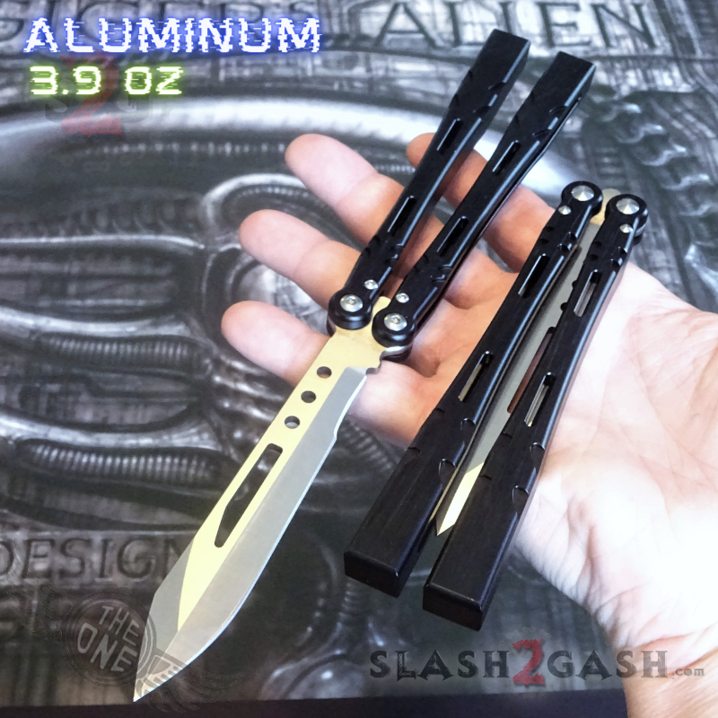 TheONE Channel Balisong ALIEN Butterfly Knife w/ Zen Pins - ORIGINAL Black - SHARP Knife-Balisong - Tophatter Daily Deals