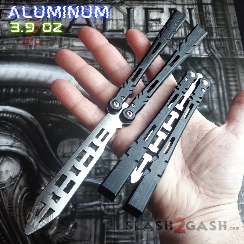 TheONE Channel Balisong ALIEN Butterfly Knife w/ Zen Pins - ORIGINAL Black - TRAINER Knife-Balisong - Tophatter Daily Deals
