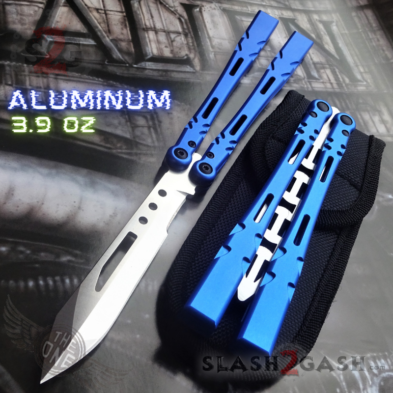 TheONE Channel Balisong ALIEN Butterfly Knife w/ Zen Pins - INKED Blue - SHARP (inked) Knife-Balisong - Tophatter Daily Deals