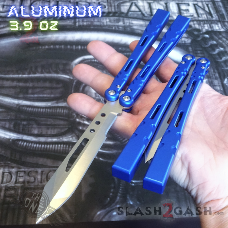 TheONE Channel Balisong ALIEN Butterfly Knife w/ Zen Pins - ORIGINAL Blue - SHARP Knife-Balisong - Tophatter Daily Deals