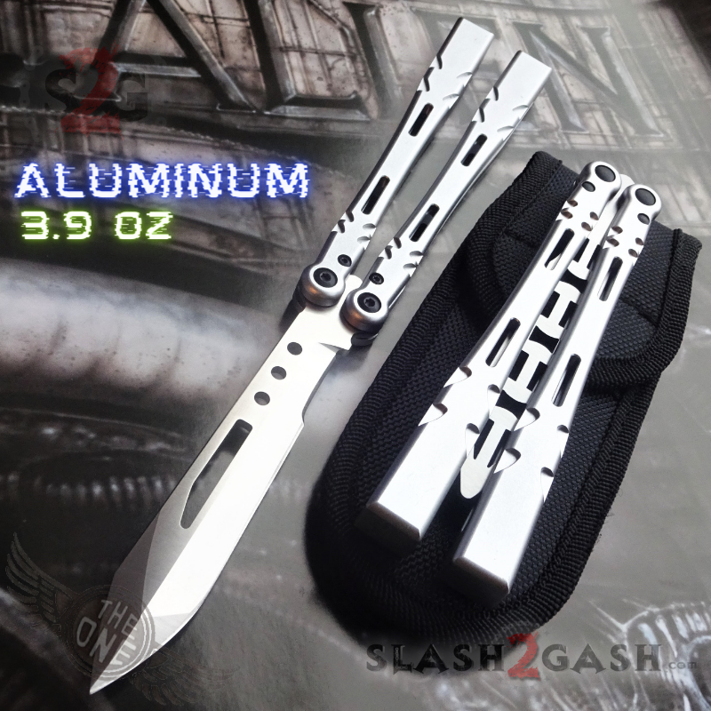 TheONE Channel Balisong ALIEN Butterfly Knife w/ Zen Pins - INKED Silver - SHARP (inked) Knife-Balisong - Tophatter Daily Deals