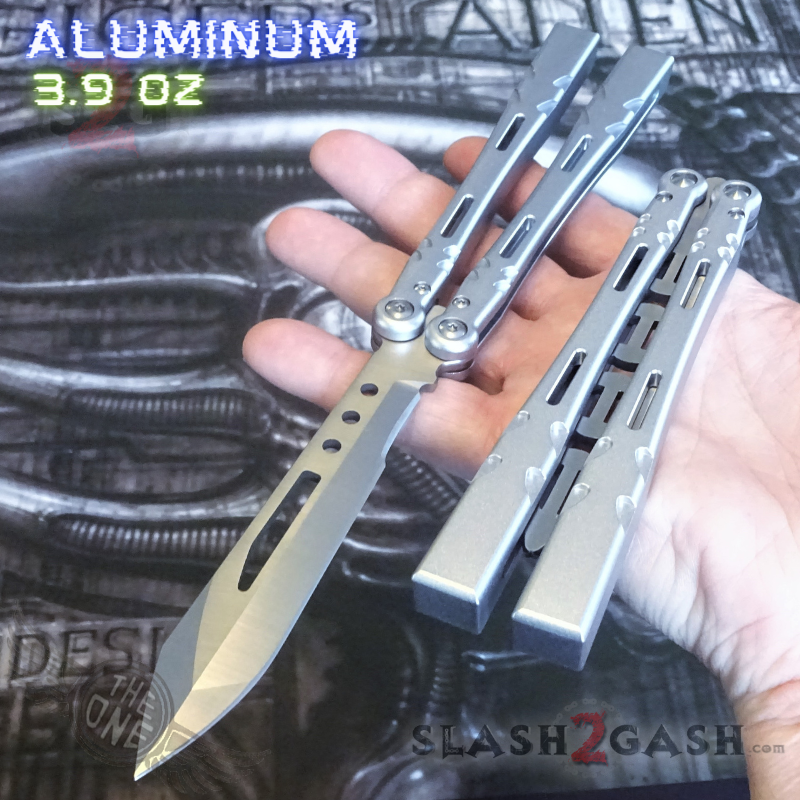 TheONE Channel Balisong ALIEN Butterfly Knife w/ Zen Pins - ORIGINAL Silver - SHARP Knife-Balisong - Tophatter Daily Deals