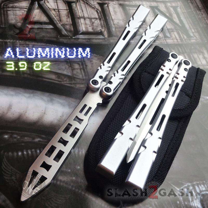 TheONE Channel Balisong ALIEN Butterfly Knife w/ Zen Pins - INKED Silver - TRAINER (inked) Knife-Balisong - Tophatter Daily Deals