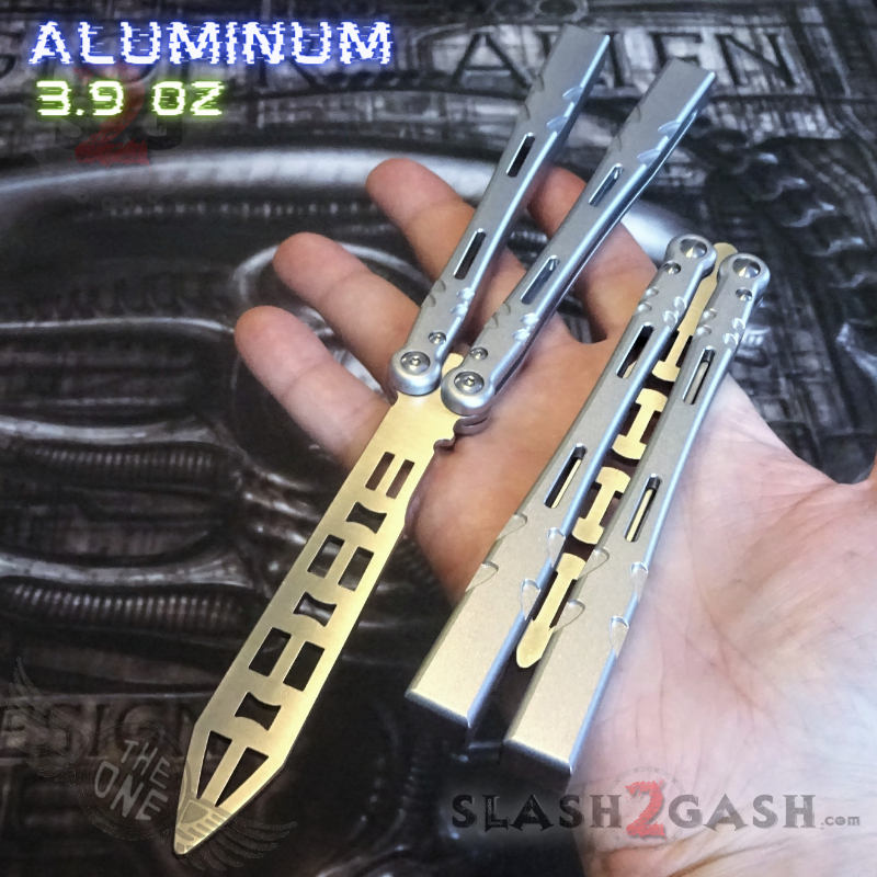 TheONE Channel Balisong ALIEN Butterfly Knife w/ Zen Pins - ORIGINAL Silver - TRAINER Knife-Balisong - Tophatter Daily Deals