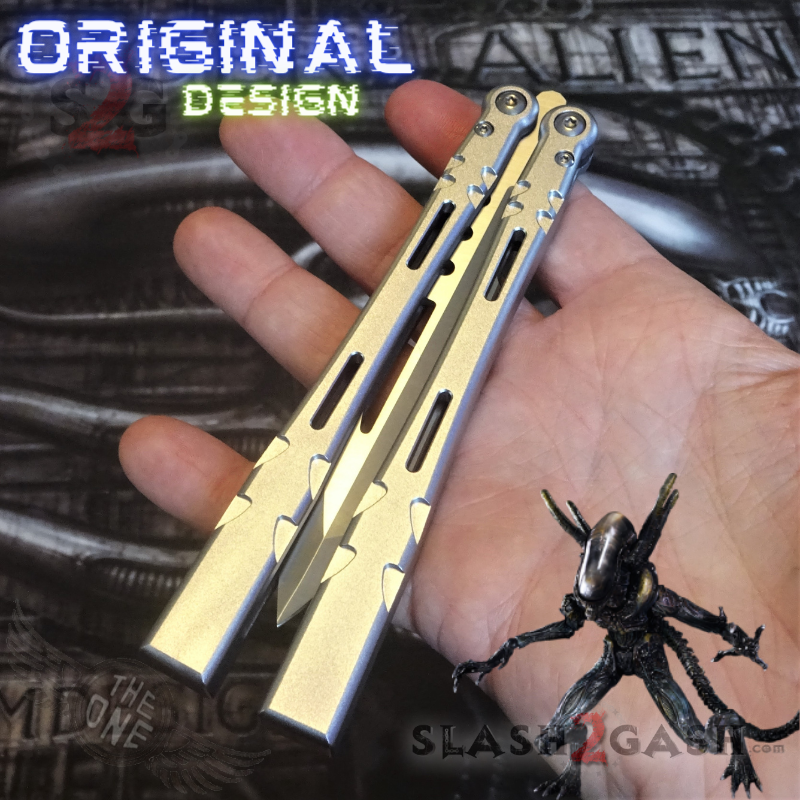 TheONE Channel Balisong ALIEN Butterfly Knife w/ Zen Pins - ORIGINAL Knife-Balisong - Tophatter Daily Deals