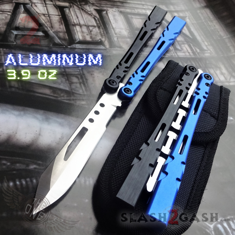 TheONE Channel Balisong ALIEN Butterfly Knife w/ Zen Pins - INKED Multi (black and blue) - SHARP (inked) Knife-Balisong - Tophatter Daily Deals