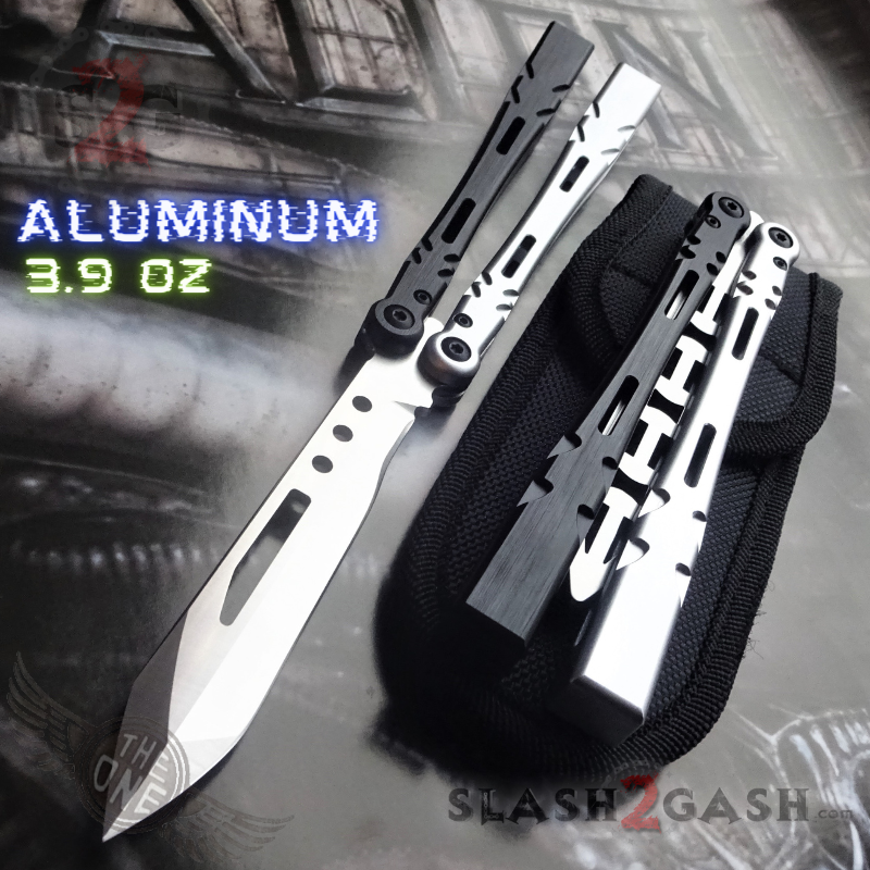 TheONE Channel Balisong ALIEN Butterfly Knife w/ Zen Pins - INKED Multi (black and silver) - SHARP (inked) Knife-Balisong - Tophatter Daily Deals