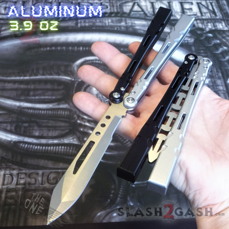 TheONE Channel Balisong ALIEN Butterfly Knife w/ Zen Pins - ORIGINAL Multi (black and silver) - SHARP Knife-Balisong - Tophatter Daily Deals