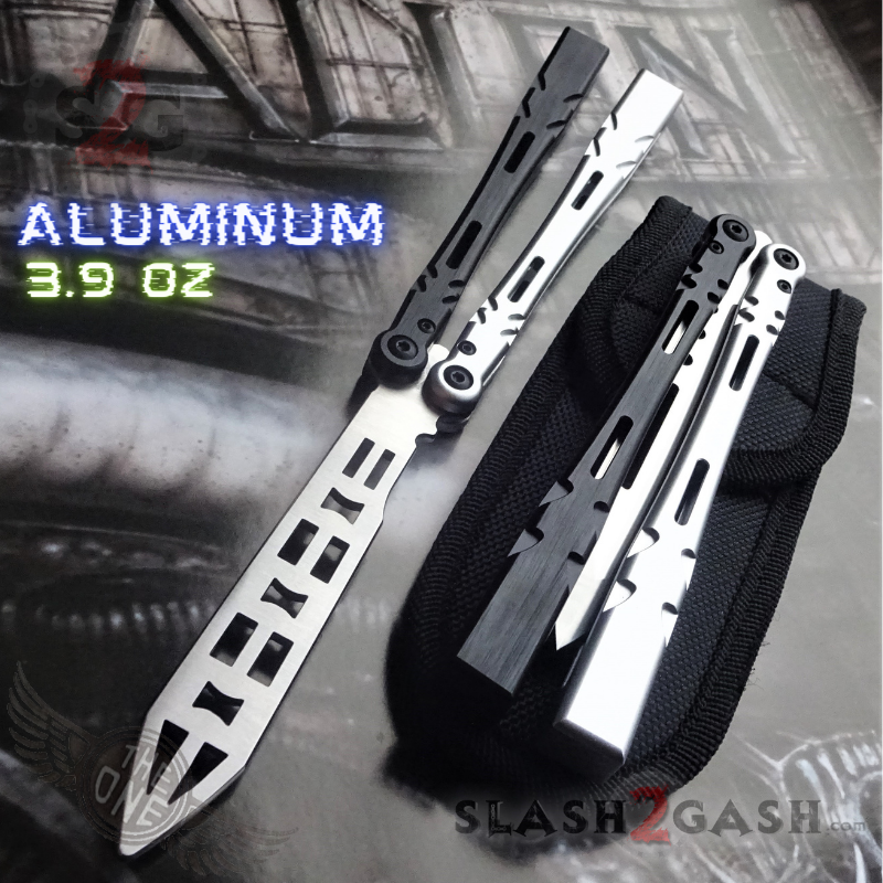 TheONE Channel Balisong ALIEN Butterfly Knife w/ Zen Pins - INKED Multi (black and silver) - TRAINER (inked) Knife-Balisong - Tophatter Daily Deals