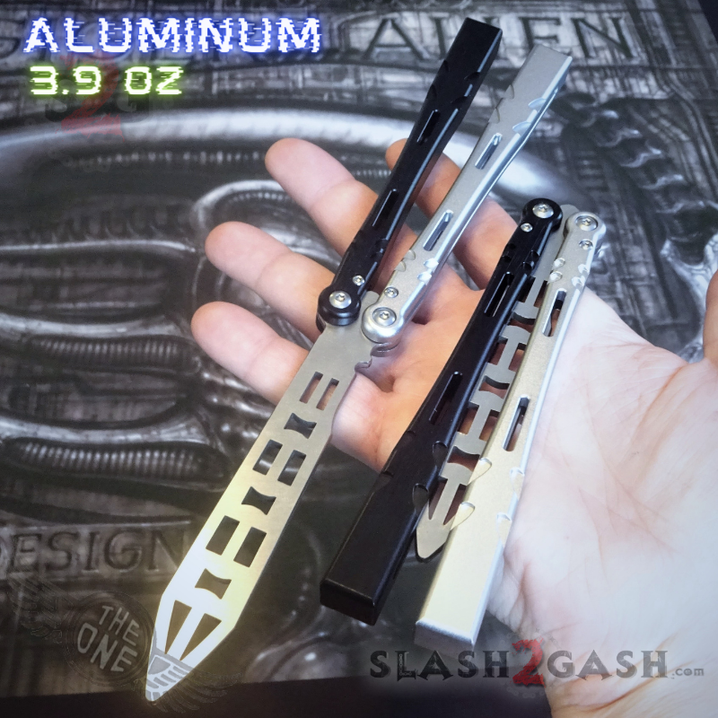 TheONE Channel Balisong ALIEN Butterfly Knife w/ Zen Pins - ORIGINAL Multi (black and silver) - TRAINER Knife-Balisong - Tophatter Daily Deals