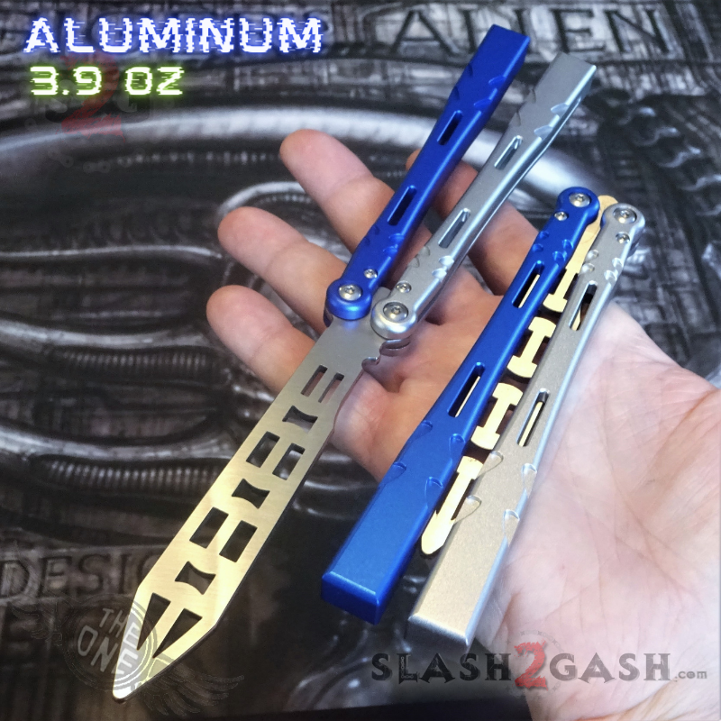 TheONE Channel Balisong ALIEN Butterfly Knife w/ Zen Pins - ORIGINAL Multi (blue and silver) - TRAINER Knife-Balisong - Tophatter Daily Deals
