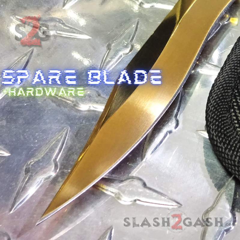 TheONE Butterfly Knife w/ Bushings TITANIUM Balisong - (clone) Lizard Spare Sharp Blade ONLY (gold) + Additional Hardware Knife-Balisong - Tophatter Daily Deals